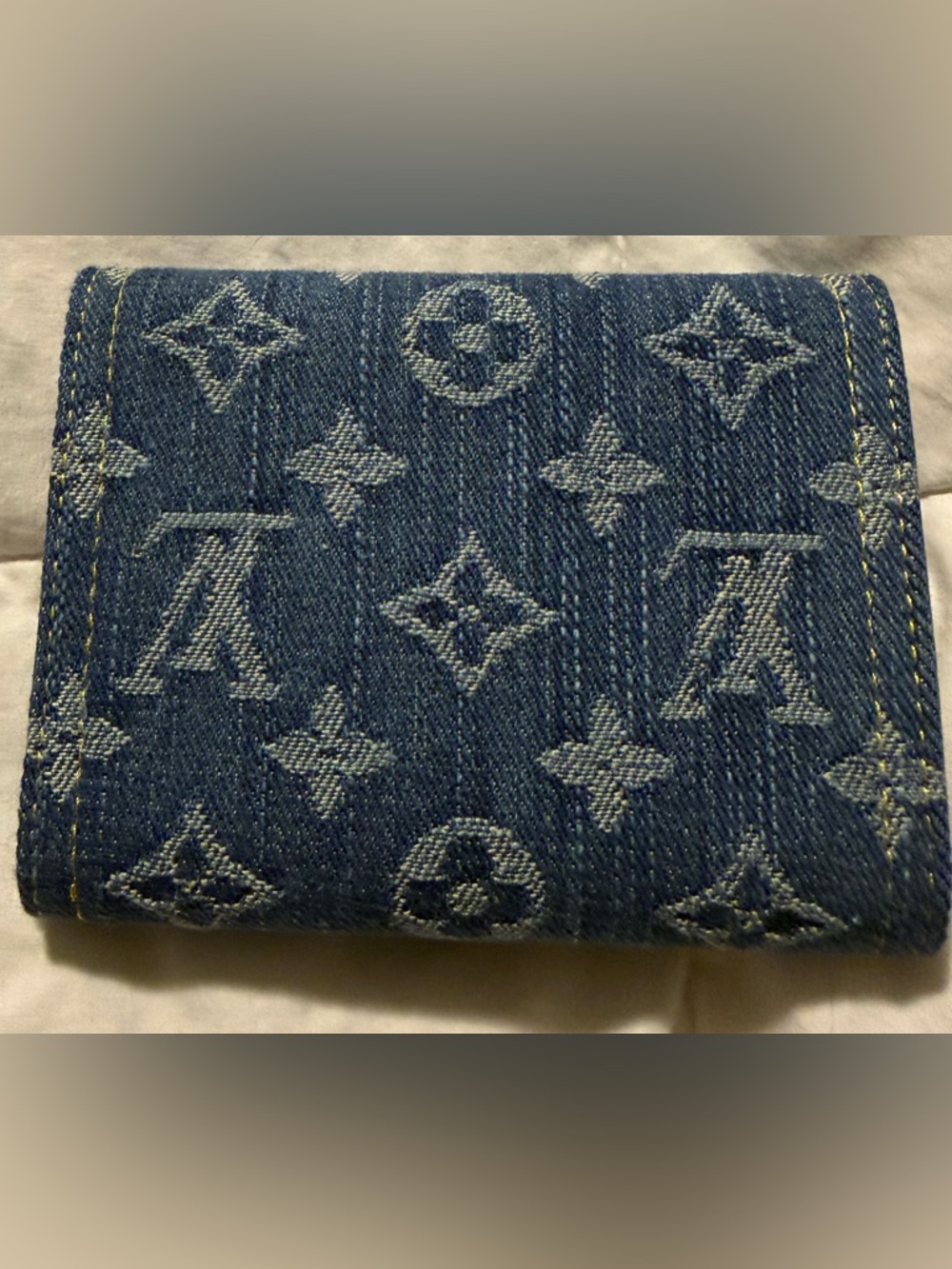 Denim Monogram Compact Wallet - Blue with Gold Hardware - Picture 2 of 7